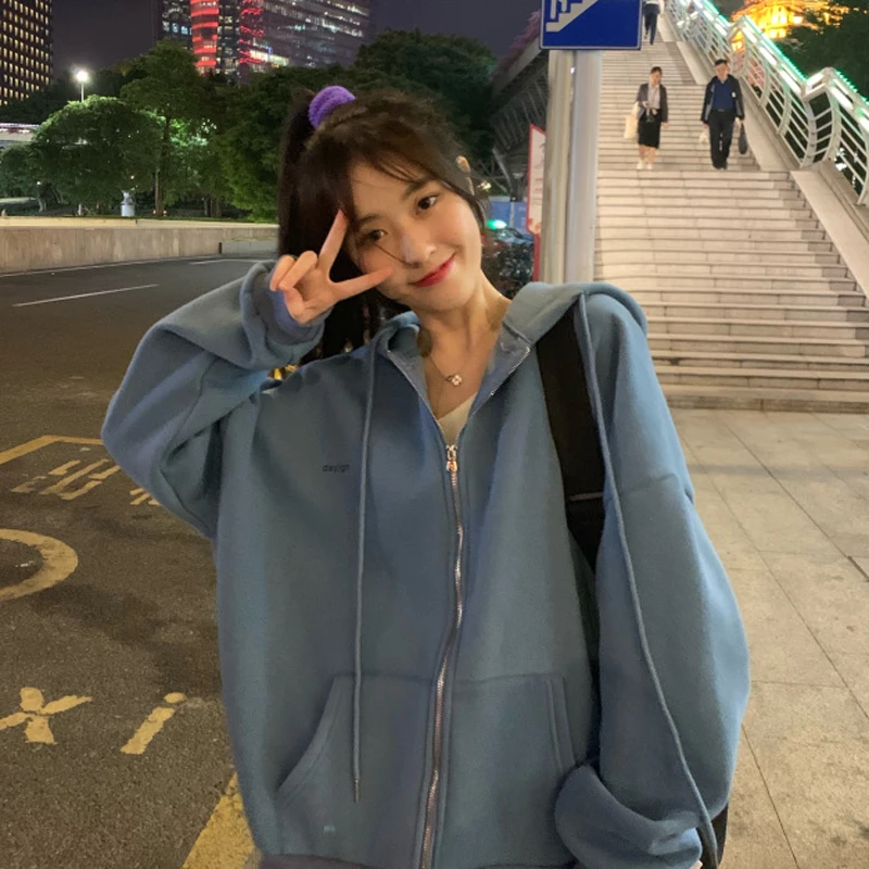 Full Zipper Up Women Hoodies Vintage Solid Color Long Sleeve Oversized Hooded Sweatshirt Lady Women Casual Large Coats hoodie
Full Zipper Up Women Hoodies Vintage Solid Color Long Sleeve Oversized Hooded Sweatshirt Lady Women Casual Large Coats hoodie