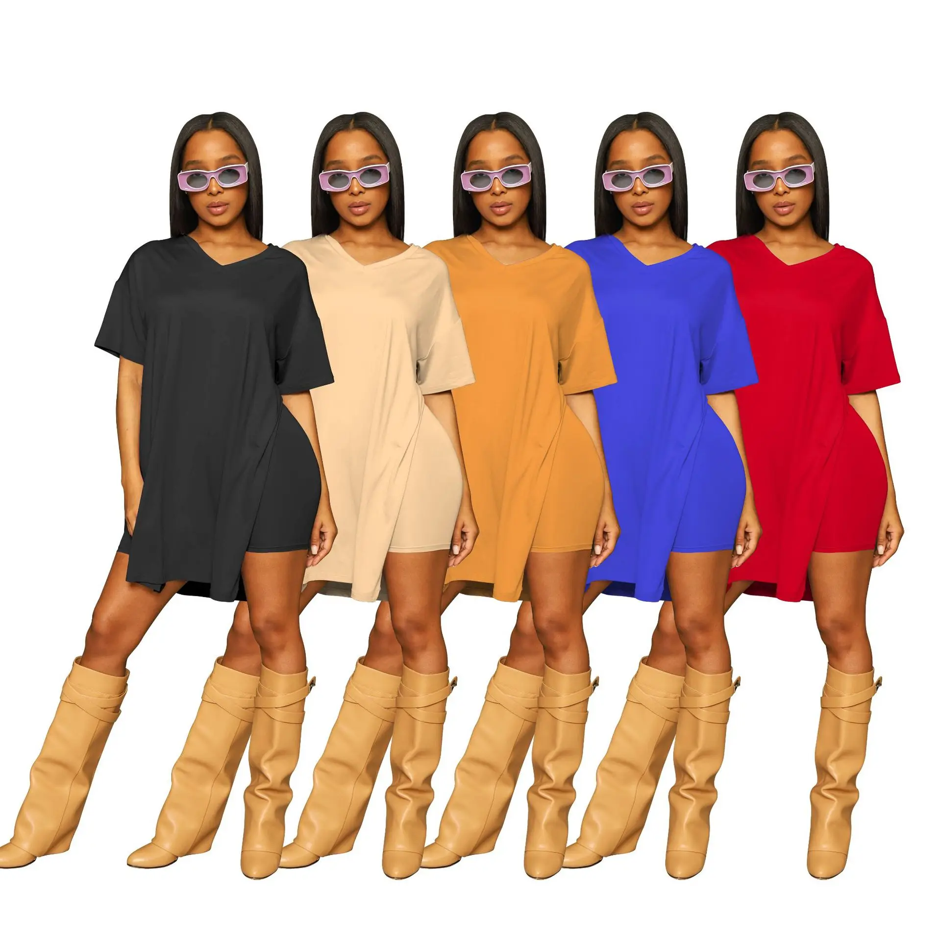 2022 New summer slit short sleeve shorts temperament commute solid color 2 piece women set
2022 New summer slit short sleeve shorts temperament commute solid color 2 piece women set