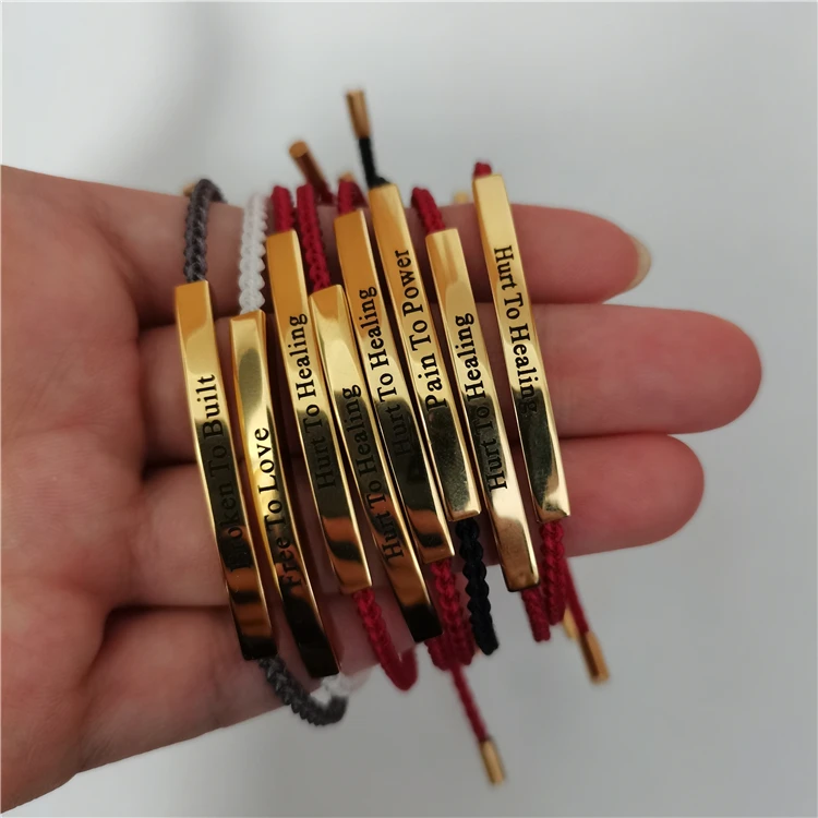 Low MOQ Dropshipping Most Popular Handmade Woven Rope Custom Logo Titanium Steel Bar Mens Braided Gold Bracelet, Silver/black/gold
Low MOQ Dropshipping Most Popular Handmade Woven Rope Custom Logo Titanium Steel Bar Mens Braided Gold Bracelet, Silver/black/gold