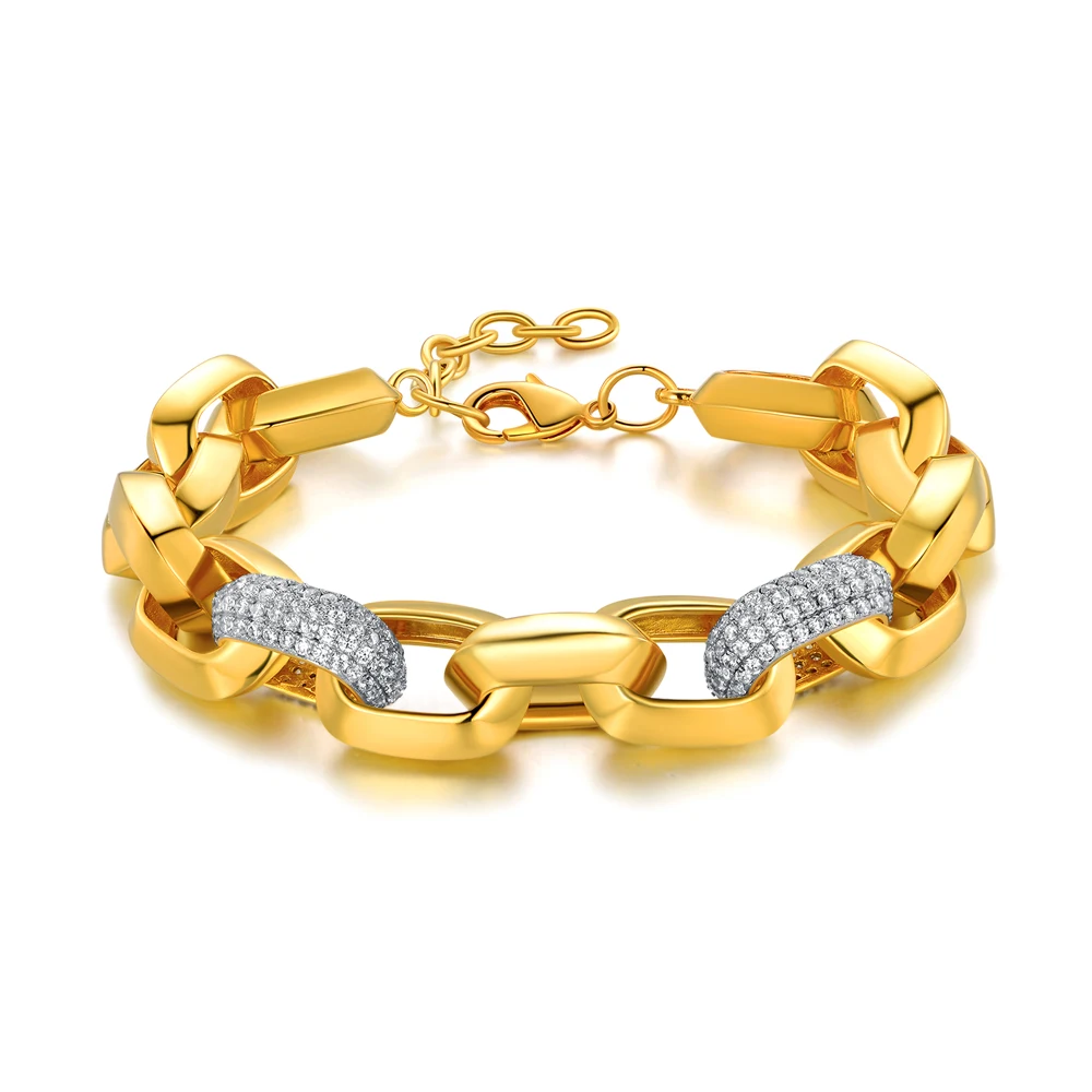 High Quality Real Gold Plated Cuban Chain 925 Silver Adjustable Thick Couple Bracelet
High Quality Real Gold Plated Cuban Chain 925 Silver Adjustable Thick Couple Bracelet