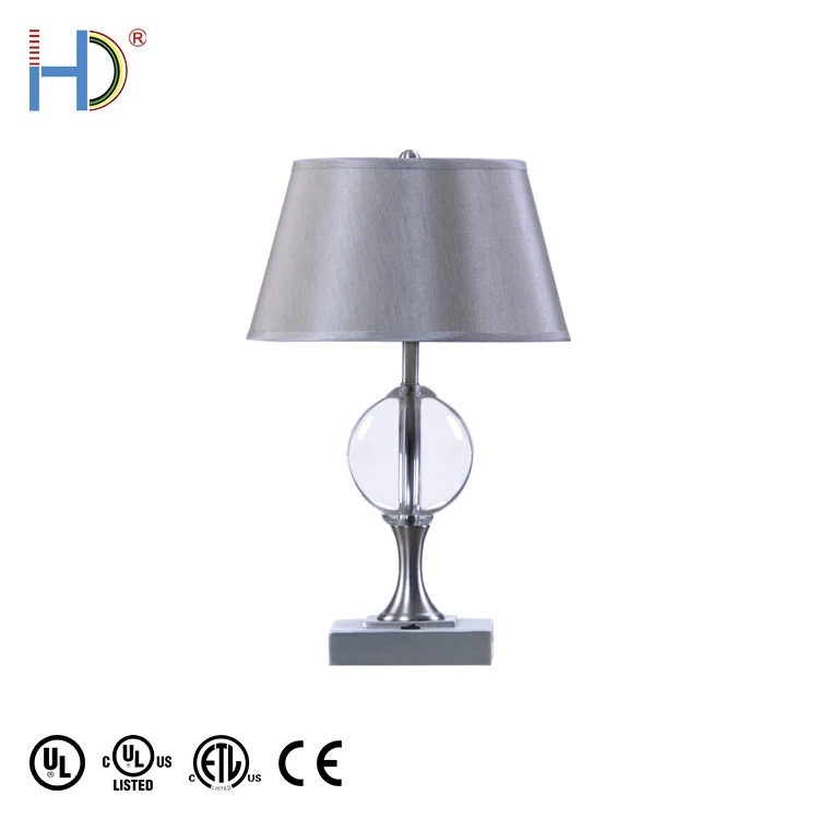 Retro Nickel Finish Light Weight Gray Table Lamp For Hotel Bedroom