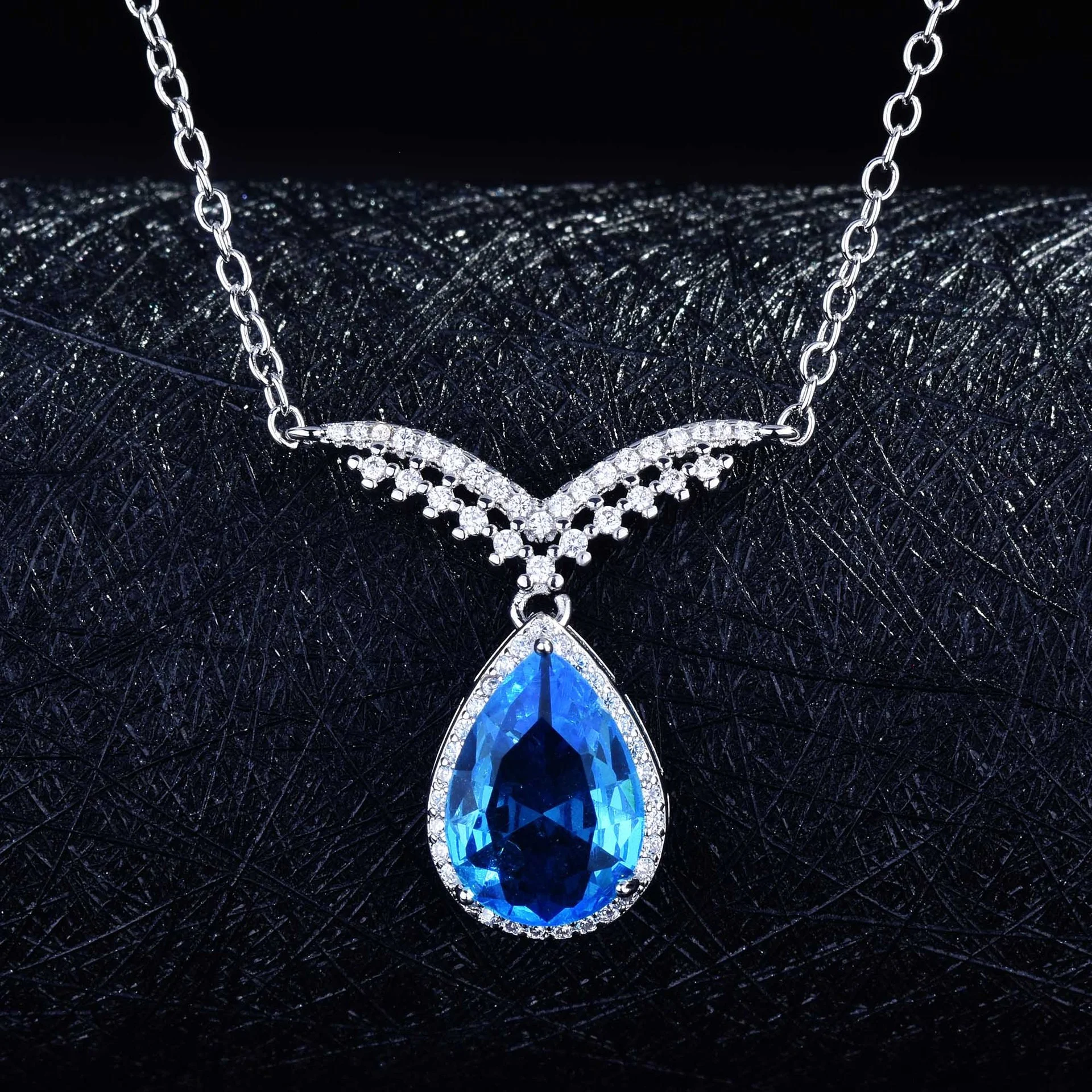 New Trend Charm Pendant Necklace Inlay Blue Water Drop Zircon Fashion Geometric Jewelry Women's Wedding Engagement Gift, Customized color
New Trend Charm Pendant Necklace Inlay Blue Water Drop Zircon Fashion Geometric Jewelry Women's Wedding Engagement Gift, Customized color