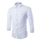Wholesale Clothing China High Quality Latest Designs Long Sleeve Dot Printed Formal White Dress Shirts For Men