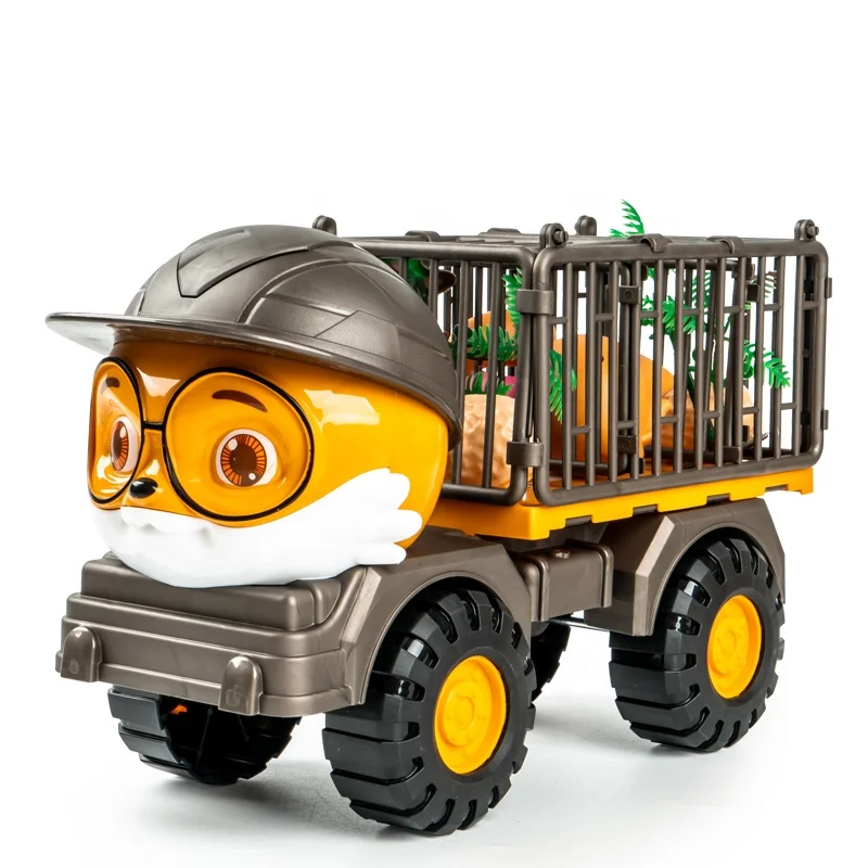 

hot selling cute squirrel plastic toy truck engineering car boy gift diecast toy vehicles transport car toys for kids