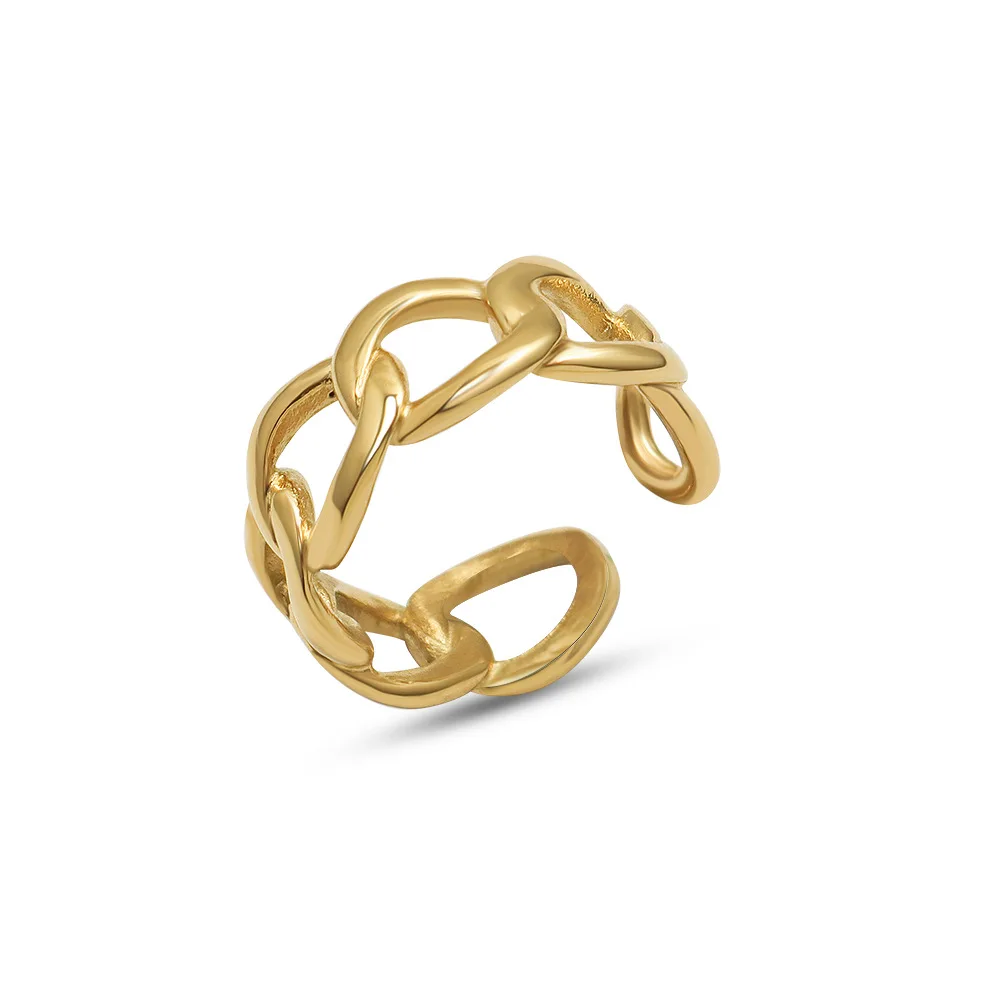 INS New Trendy 18k Gold Plated Ring Jewelry Stainless Steel Accessories Opening Hollow Chain Finger Rings
INS New Trendy 18k Gold Plated Ring Jewelry Stainless Steel Accessories Opening Hollow Chain Finger Rings