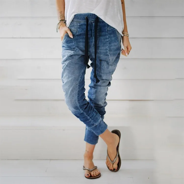 Women Sexy Jeans Women's Fashion Harem Pants Close-up Lace-up Denim Trousers Female, Light blue/navy
Women Sexy Jeans Women's Fashion Harem Pants Close-up Lace-up Denim Trousers Female, Light blue/navy