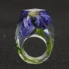 2020 Trendy Dried Violet Flower Transparent Clear Epoxy Handmade violet Rings