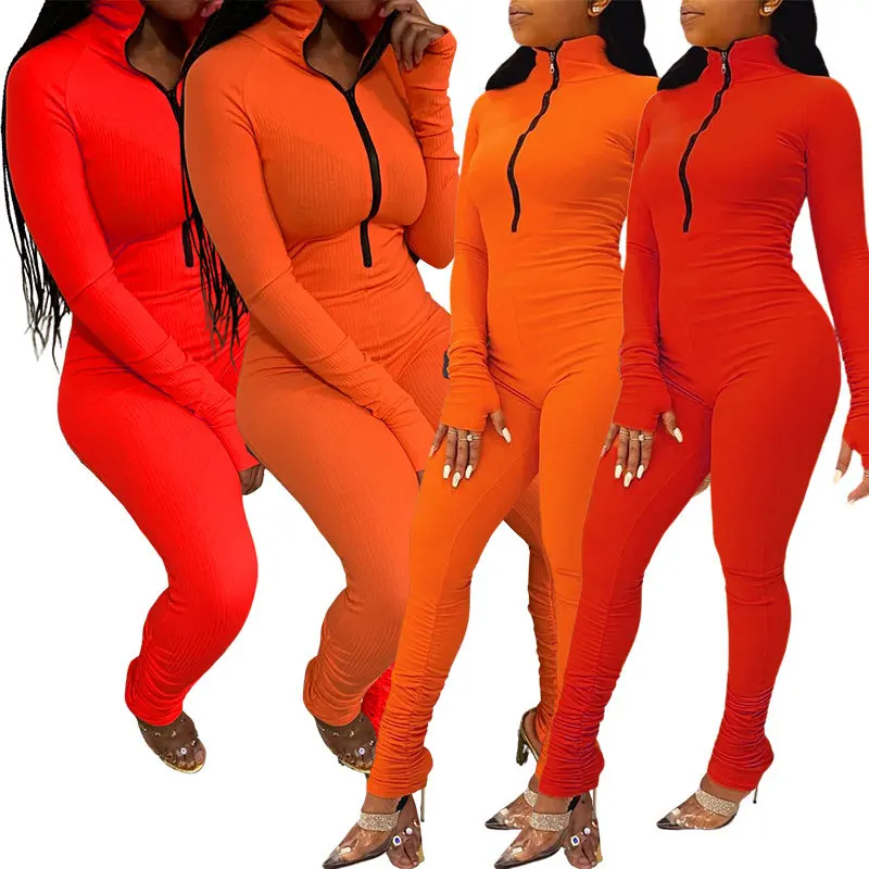 Red Orange Color stacked legging jumpsuit One Piece Bodycon Zipper Women's 2020 Full Sleeve Fall stretch fitness Jumpsuit
Red Orange Color stacked legging jumpsuit One Piece Bodycon Zipper Women's 2020 Full Sleeve Fall stretch fitness Jumpsuit