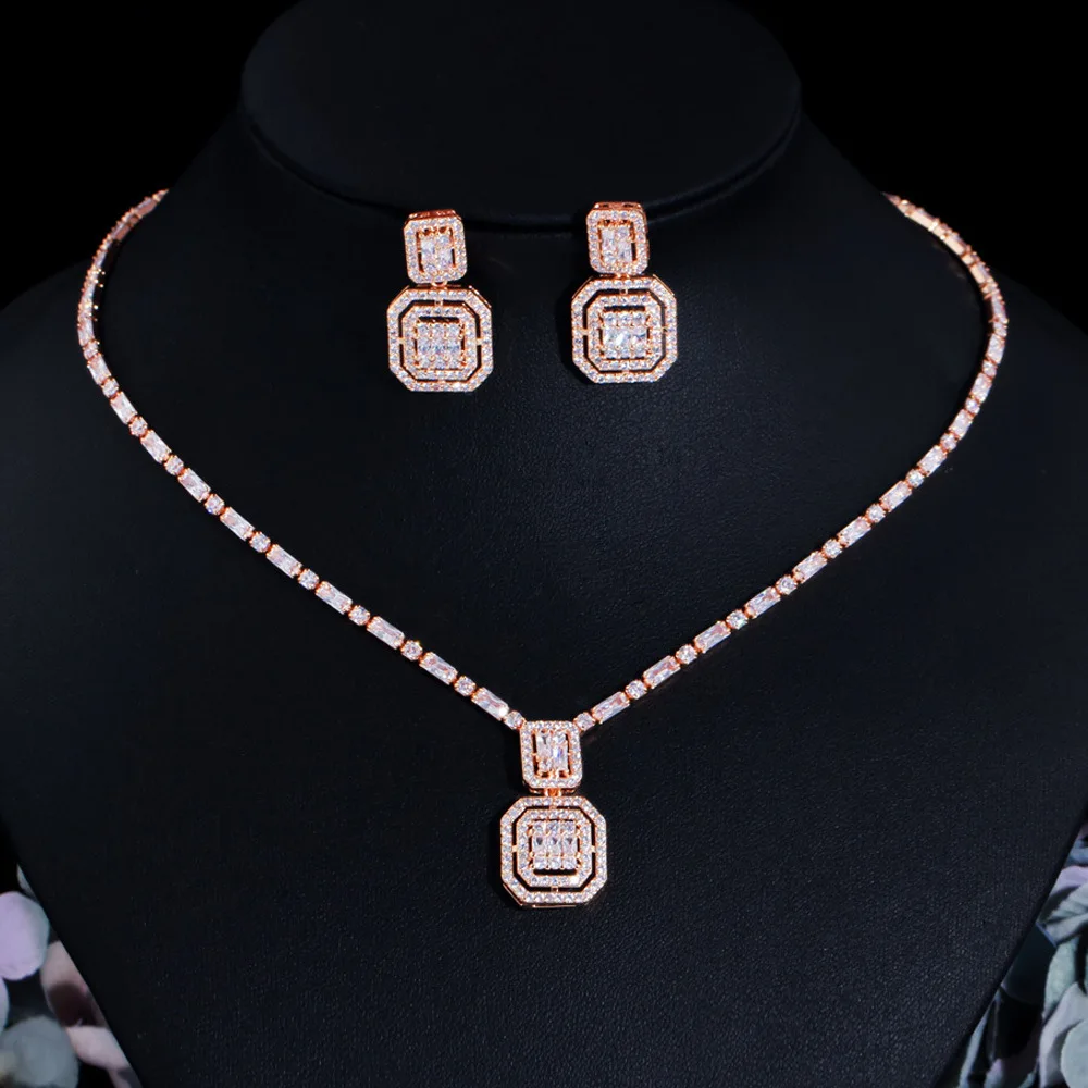 Wholesale High Quality Bridal Jewelry Cubic Zircon CZ Necklace and Earrings Set Simple Popular Gift for Women Party and Wedding
Wholesale High Quality Bridal Jewelry Cubic Zircon CZ Necklace and Earrings Set Simple Popular Gift for Women Party and Wedding