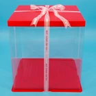 Tall Clear Plastic PET Border With Pure Color Paper Lid Custom Packaging Box Cholyn for 13 INCH Large Wedding Cake