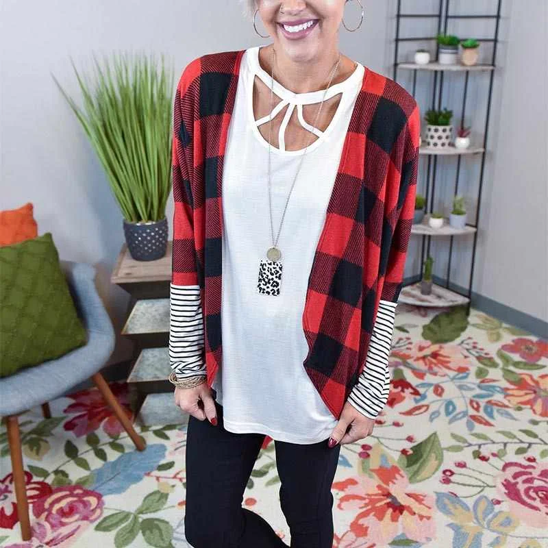 Oversized Soft Cardigans Plus Size Long Sleeve Womens Strip Plaid Cardigan Casual 2020 For Women
Oversized Soft Cardigans Plus Size Long Sleeve Womens Strip Plaid Cardigan Casual 2020 For Women