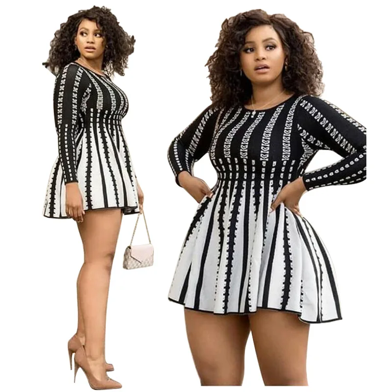 Customized LOGO Plus Size Women's New Round Neck Long Sleeve Striped Dress N7046, Picture shown
Customized LOGO Plus Size Women's New Round Neck Long Sleeve Striped Dress N7046, Picture shown