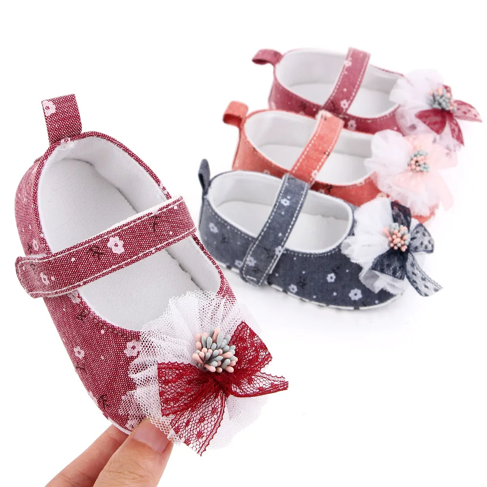 New arrival beauty bow princess shoes newborn toddler shoes girls in bulk supplier