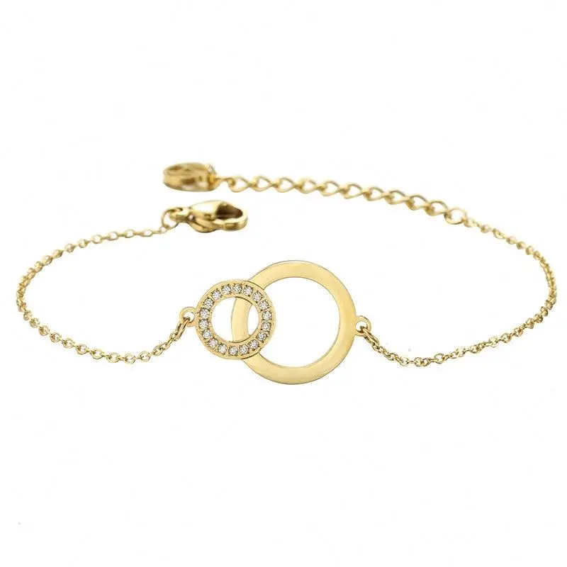 Factory Direct Sale Minimalist Fashion Jewelry Diamond Double Ring Pendant Adjustable 14k Gold Bracelet, Gold color
Factory Direct Sale Minimalist Fashion Jewelry Diamond Double Ring Pendant Adjustable 14k Gold Bracelet, Gold color