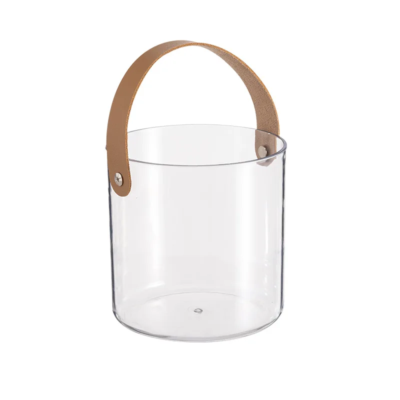 Creative Portable Transparent Plastic Ice Bucket Bar Storage Basket Container Household Fruit Storage Bucket PU Handle
Creative Portable Transparent Plastic Ice Bucket Bar Storage Basket Container Household Fruit Storage Bucket PU Handle