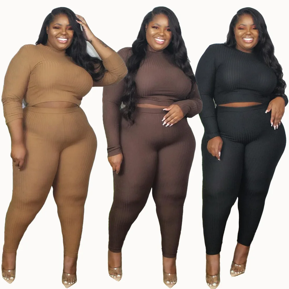 Amazon hot sale fall Solid color strip thread two piece suit sexy plus size women's clothing plus size clothing for women, Picture
Amazon hot sale fall Solid color strip thread two piece suit sexy plus size women's clothing plus size clothing for women, Picture