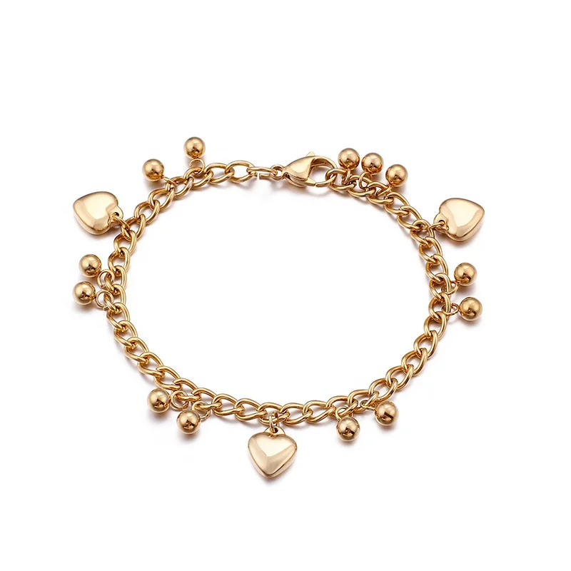 New Fashion Beads Accessories Heart-Shaped Gold-Plated Stainless Steel Bracelet For Ladies
New Fashion Beads Accessories Heart-Shaped Gold-Plated Stainless Steel Bracelet For Ladies