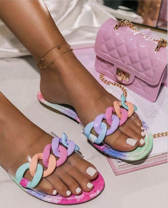 New Product European Style Candy Color Chain Womens Slippers Sandals Shoes Female Foreign Trade Fashion Large Size Slippers Shoe, Colorful black pink purple
New Product European Style Candy Color Chain Womens Slippers Sandals Shoes Female Foreign Trade Fashion Large Size Slippers Shoe, Colorful black pink purple