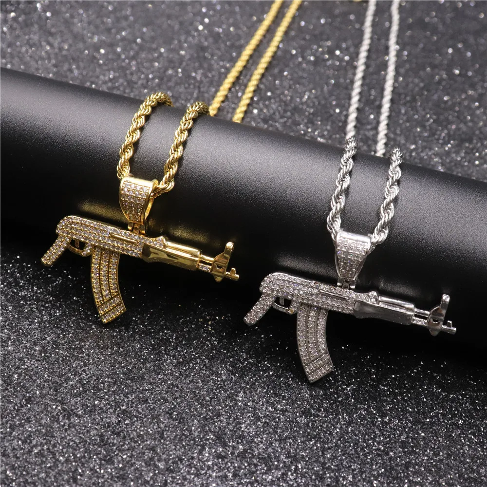 Fashion Punk Hip-Hop Women Men Gun Shape Pendant Crystal Rhinestone Chain Necklace Creative Necklaces Jewelry
Fashion Punk Hip-Hop Women Men Gun Shape Pendant Crystal Rhinestone Chain Necklace Creative Necklaces Jewelry