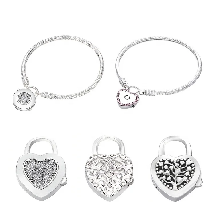 Wholesale 925 silver heart lock charm bracelet pan snake chain 
Wholesale 925 silver heart lock charm bracelet pan snake chain