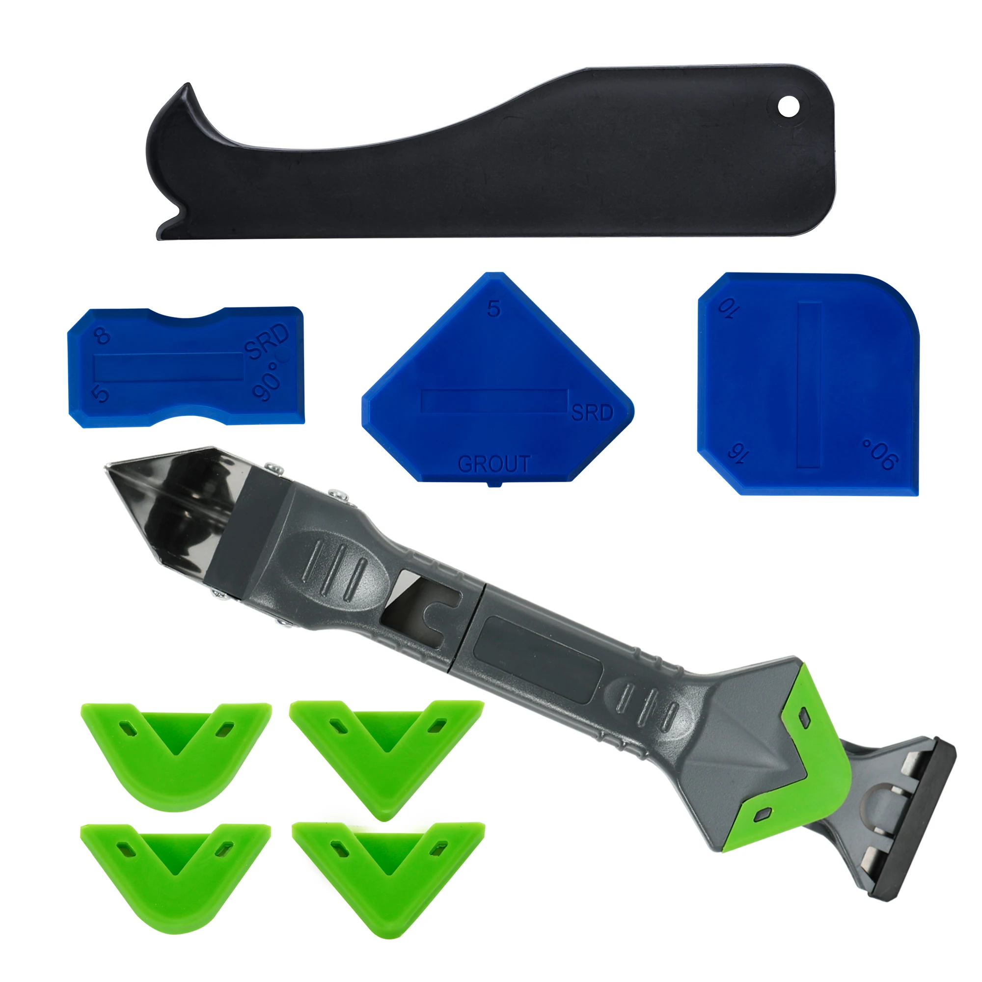 K-059 5 in 1 Caulk Remover and Finisher Silicone Remover Scraper Sealant Finishing Tool Caulking Scraper, Green,black,white,or customized
K-059 5 in 1 Caulk Remover and Finisher Silicone Remover Scraper Sealant Finishing Tool Caulking Scraper, Green,black,white,or customized