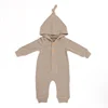 Hot Sale Baby Clothes Long Sleeve Bamboo Fabric Children Jumpsuit Solid Color Five Button Design Fall Kids Hoodie