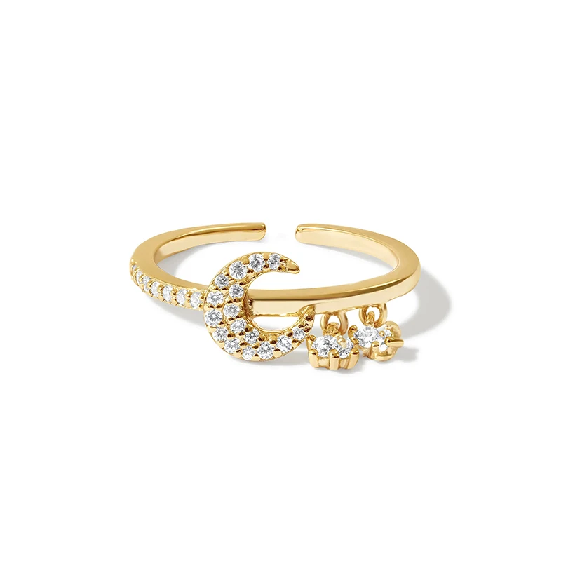 2022 jewelry 925 silver jewelry Shiny Moon Mini Diamonds gold plated open rings summer jewellery
2022 jewelry 925 silver jewelry Shiny Moon Mini Diamonds gold plated open rings summer jewellery