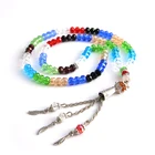 Wholesale 8mm Rondelle Faceted Tassel Prayer Beads Islamic Tasbih, Muslim Red Amber Rosary Necklace