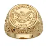 Men's 14K Yellow Gold Plated Eagle Coin Nugget Ring