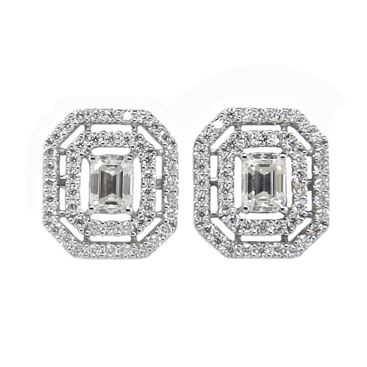 High Quality 18K White Gold Plating Diamond Gemstone Square Shape Moissanite Stud Earring
High Quality 18K White Gold Plating Diamond Gemstone Square Shape Moissanite Stud Earring