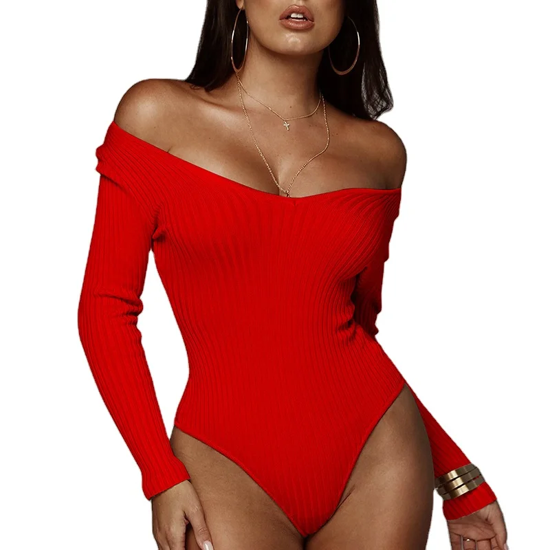Off Shoulder Ribbed Knitted Sexy Bodysuit Women Deep V Neck Slim Rompers Womens Jumpsuit, White, black ,red
Off Shoulder Ribbed Knitted Sexy Bodysuit Women Deep V Neck Slim Rompers Womens Jumpsuit, White, black ,red
