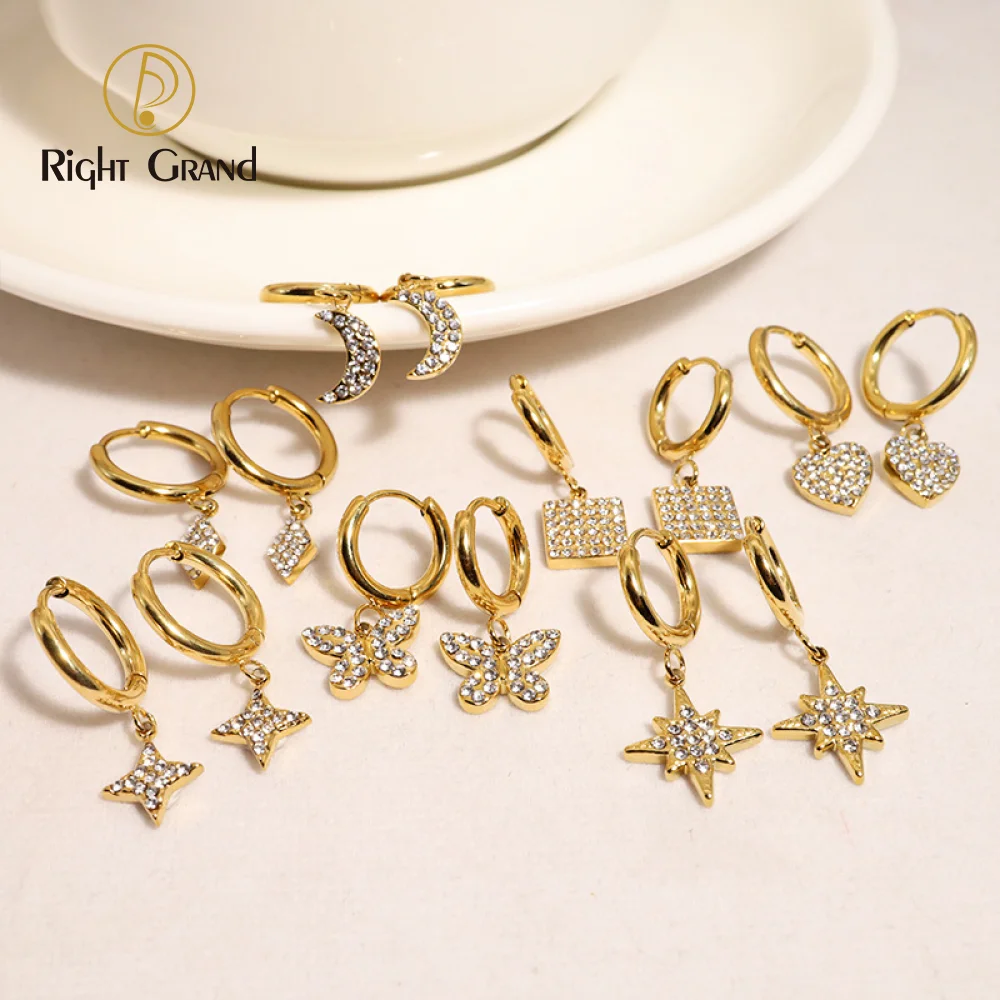 Ins style full diamond 14k gold plated geometric French fashion star butterfly heart huggies hoop earrings for women jewelry
Ins style full diamond 14k gold plated geometric French fashion star butterfly heart huggies hoop earrings for women jewelry