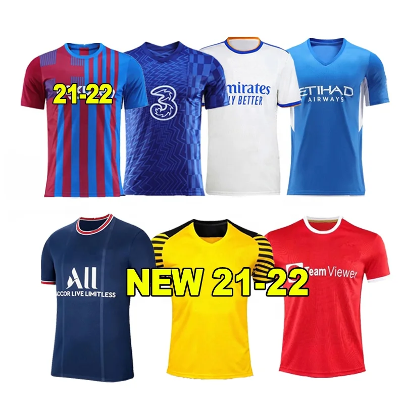 Wholesale 2021 2022 New Sports custom logo print soccer uniform football jerseys thailand soccer wear, As picture
Wholesale 2021 2022 New Sports custom logo print soccer uniform football jerseys thailand soccer wear, As picture