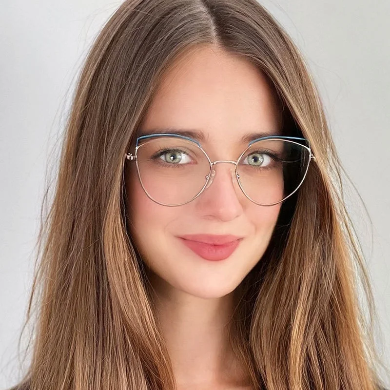 Eyewear 504 New Designer Cat Eye Blue Light Blocking Optical Glasses Trendy Metal Double Color Frames Women's Myopia Eyeglasses
Eyewear 504 New Designer Cat Eye Blue Light Blocking Optical Glasses Trendy Metal Double Color Frames Women's Myopia Eyeglasses