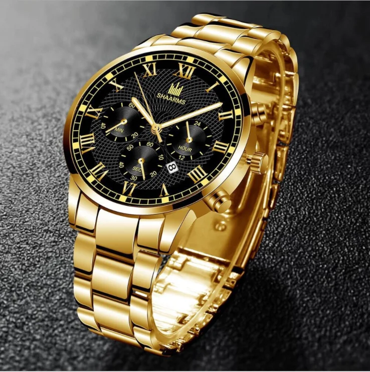 Decorative three-eye watches Roman scale fashion business watches men's steel band quartz watches
Decorative three-eye watches Roman scale fashion business watches men's steel band quartz watches