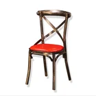 Classic Furniture Solid Wood Rattan Seat Dining Room Use Iron Wooden X Chairs Wedding Cross Back Chair