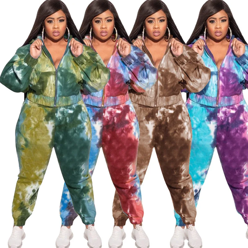 Women tie-dye casual two-piece suit sweatpants and hoodie set plus size women clothing, Picture color
Women tie-dye casual two-piece suit sweatpants and hoodie set plus size women clothing, Picture color