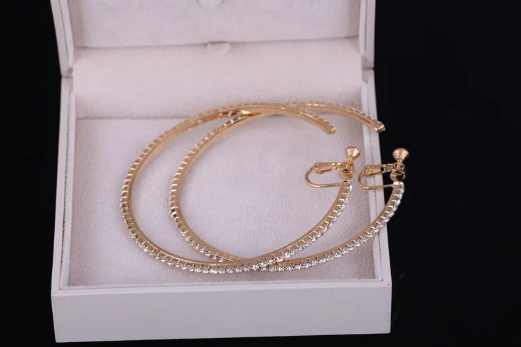 3-8cm big gold hoop earrings austria crystals diamond hoop earrings earring Earhole free big hoop wholesale