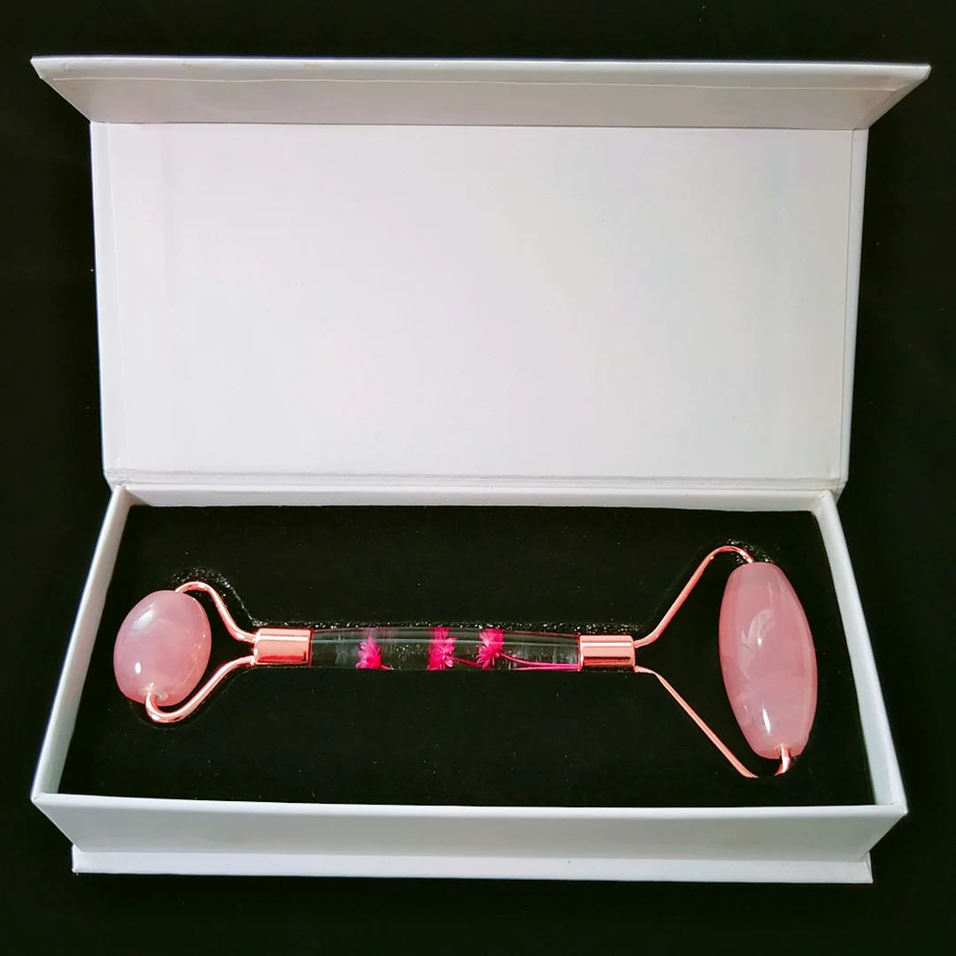 Gemstone facial massager roller rose quartz flower handle face roller crystal massager with box
Gemstone facial massager roller rose quartz flower handle face roller crystal massager with box