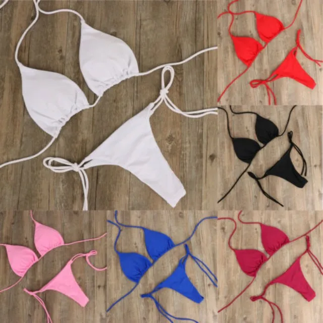 2pcs Sexy Women Summer Swimwear Bikini Set Bra Tie Side G-String Thong Beach Triangle Suit Swimsuit Bathing Suit Swimming Suit
2pcs Sexy Women Summer Swimwear Bikini Set Bra Tie Side G-String Thong Beach Triangle Suit Swimsuit Bathing Suit Swimming Suit