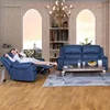 European style navy blue recliner sofa chair with power electric recliner motor for livingroom