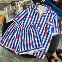 

New BT21 BTS Cartoon Sleepwear Heart Stripe Print Pajamas Sets Women Harajuku pajamas Men Women shirt nighty Nightwear Set