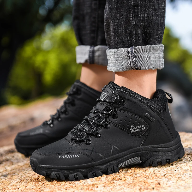 Genuine Leather Mountain Climbing Anti-slip Trekking Ankle Boot For Men Black S219-2189 7 PRISTINE