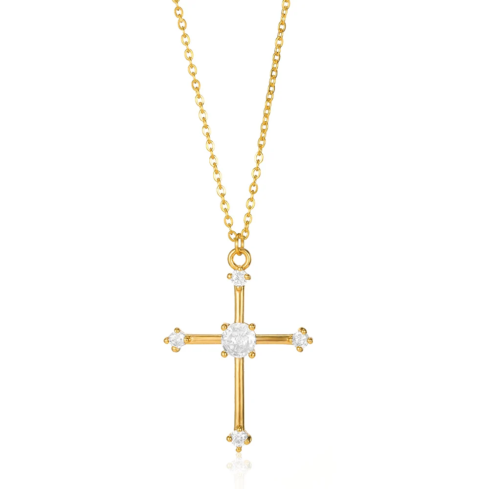 18K Gold Plated Cubic Zirconia Cross Necklace for Women Elegant Gold Necklaces for Women
18K Gold Plated Cubic Zirconia Cross Necklace for Women Elegant Gold Necklaces for Women