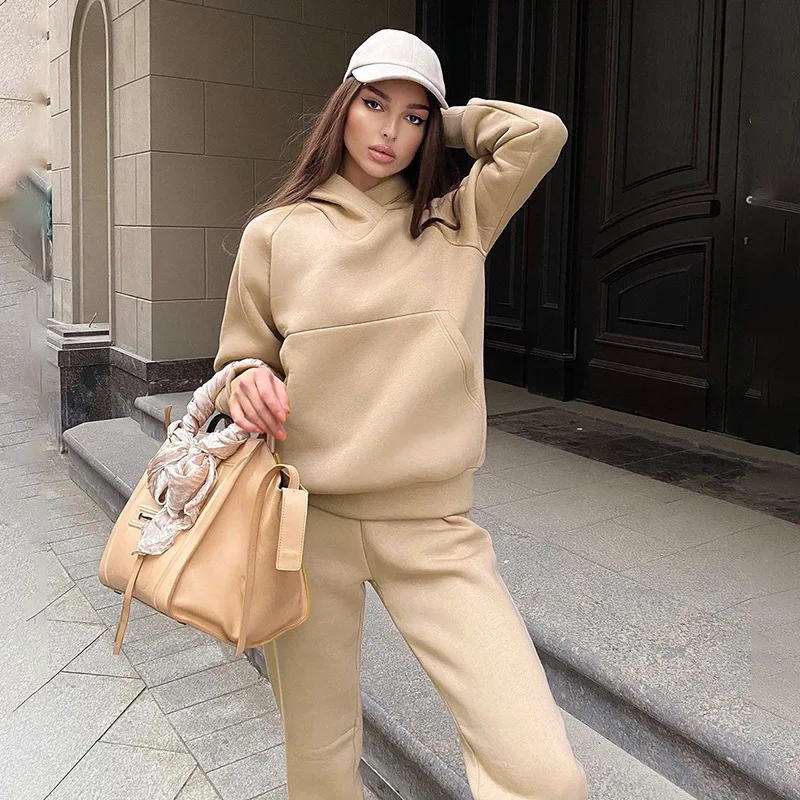 Solid Color Hoodies Long Sleeve Hooded Women Sweatsuit Set Jogging Suit Waisted Sweatpants Casual Two-Piece Set
Solid Color Hoodies Long Sleeve Hooded Women Sweatsuit Set Jogging Suit Waisted Sweatpants Casual Two-Piece Set