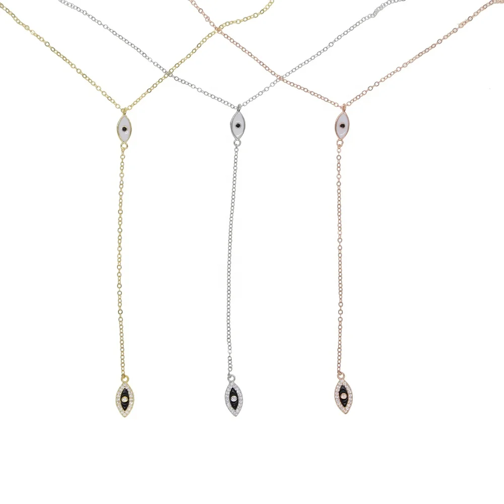 Yellow Rose Gold color Y Shape Lariat Necklace For Women 925 sterling silver enamel eye charm long Necklaces & Pendants
Yellow Rose Gold color Y Shape Lariat Necklace For Women 925 sterling silver enamel eye charm long Necklaces & Pendants