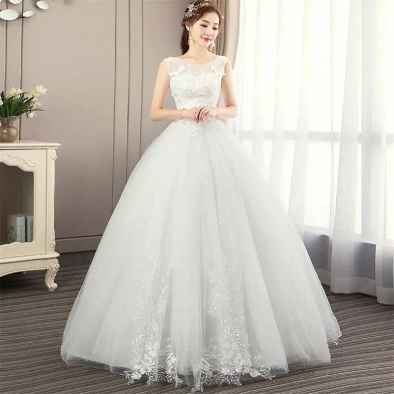 

2020 Korean Vestidos De Novia Silhouette illusion neckline Wedding dress bridal ball gowns