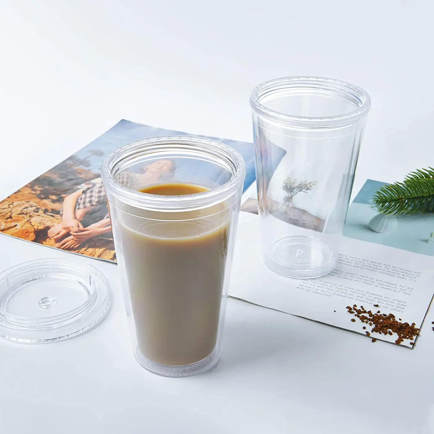 Wholesale customize transparent double wall tumbler cup with straw and lid, Customized color
Wholesale customize transparent double wall tumbler cup with straw and lid, Customized color