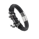 Magnetic Clasp Braided Leather Bracelets Handmade Leather Anchor Bracelet Men