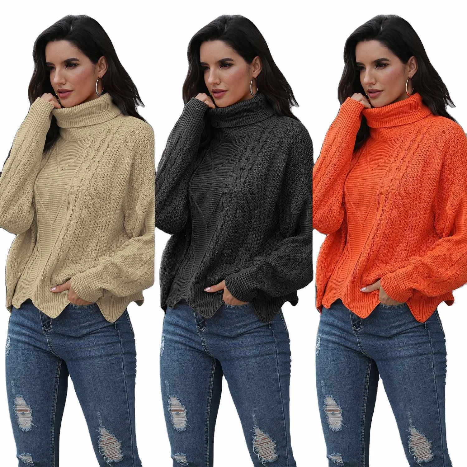 Wholesale Custom Long Sleeves Turtle Neck Knitted Pullover Sweater Dresses For Women
Wholesale Custom Long Sleeves Turtle Neck Knitted Pullover Sweater Dresses For Women
